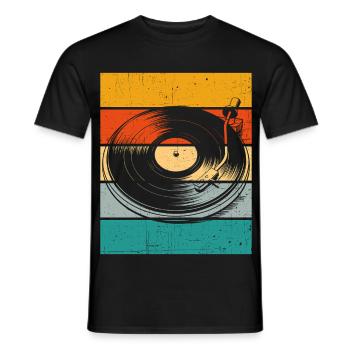 Retro Vinyl Plattenspieler - Männer T-Shirt - Schwarz - Vorne - AI Model Male 178 light (178cm)