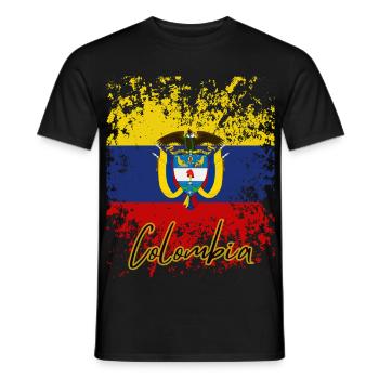Kolumbianische Grunge-Flagge, ich liebe Kolumbien - Männer T-Shirt - Schwarz - Vorne - AI Model Male 178 light (178cm)