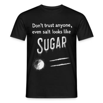 Sugar Trust Satirisches Grafik-T-Shirt - Männer T-Shirt - Schwarz - Vorne - AI Model Male 178 light (178cm)