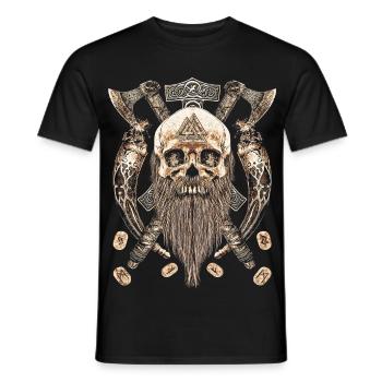 Valhalla Sigil Viking Skull Skeleton Goth - Men's T-Shirt - black - Front - AI Model Male 178 light (178cm)