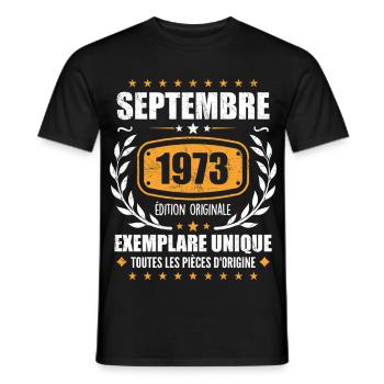 September 1973 Unique copy - September 1973 - Men's T-Shirt - black - Front - AI Model Male 178 light (178cm)