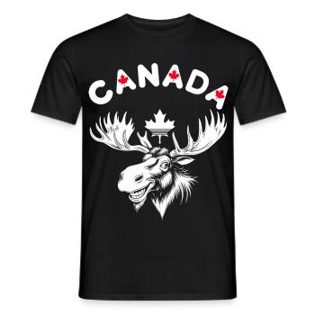 Drawing of a Canadian moose with maple leaves - Men's T-Shirt - black - Front - AI Model Male 178 light (178cm)
