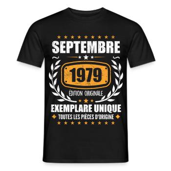 September 1979 Unique copy - September 1979 - Men's T-Shirt - black - Front - AI Model Male 178 light (178cm)