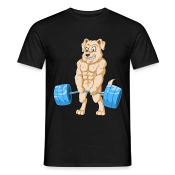 Chien musclé golden retriever Poids de levage - T-shirt homme - noir - Devant - AI Model Male 178 light (178cm)