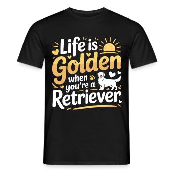 Life Is Golden Retriever Citation Design - T-shirt homme - noir - Devant - AI Model Male 178 light (178cm)