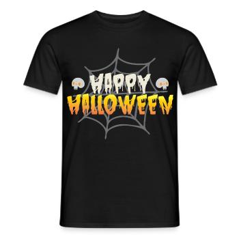 Fröhliches Halloween mit Spinnennetz und Totenköpf - Männer T-Shirt - Schwarz - Vorne - AI Model Male 178 light (178cm)