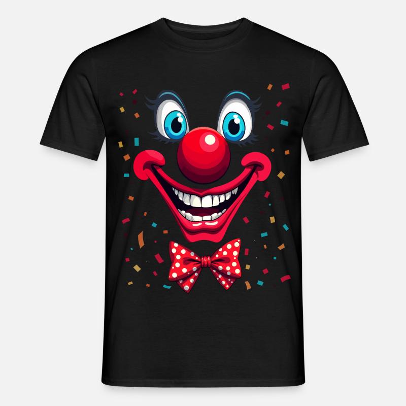 Buntes Clownsgesicht mit Fliege - Männer T-Shirt - Schwarz