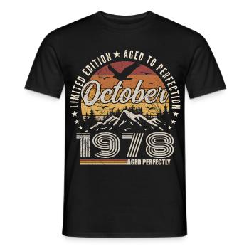 Oktober 1978 Geburtstagsgeschenk - Oktober 1978 - Männer T-Shirt - Schwarz - Vorne - AI Model Male 178 light (178cm)