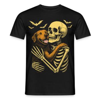 Skeleton Cuddle Labrador Retriever - Men's T-Shirt - black - Front - AI Model Male 178 light (178cm)
