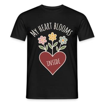 Heart flowers with positive saying - Men's T-Shirt - black - Front - AI Model Male 178 light (178cm)
