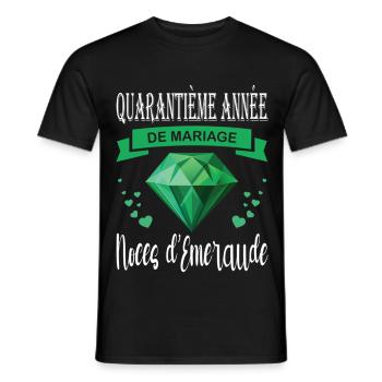 Smaragd Hochzeit 40 Jahre Paar - Männer T-Shirt - Schwarz - Vorne - AI Model Male 178 light (178cm)