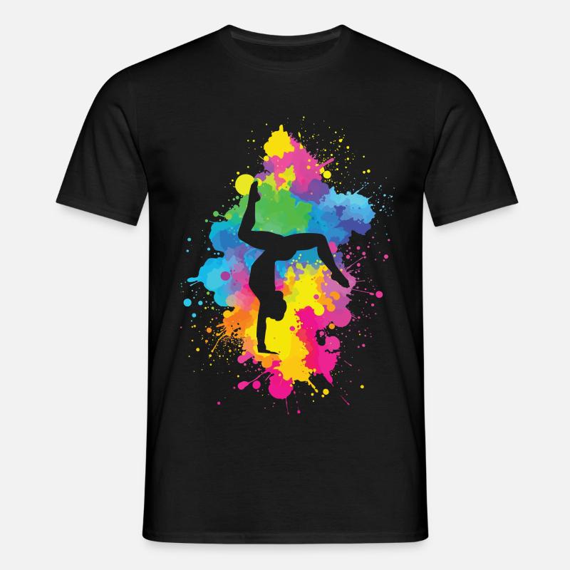 Akrobatiek mit Farbexplosion - Männer T-Shirt - Schwarz