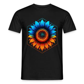 Sunflower blue and gold, vibrant orange - Men's T-Shirt - black - Front - AI Model Male 178 light (178cm)