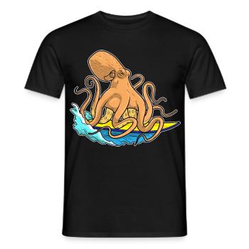 Krake Surfen Surfbrett Sommer - Männer T-Shirt - Schwarz - Vorne - AI Model Male 178 light (178cm)