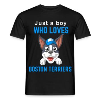 Boston Terrier Garçon Love T-Shirt Graphique - T-shirt homme - noir - Devant - AI Model Male 178 light (178cm)