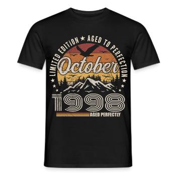 Octobre 1998 - Anniversaire en octobre 1998 - T-shirt homme - noir - Devant - AI Model Male 178 light (178cm)