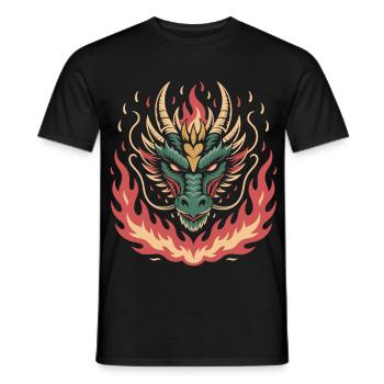 Fiery Dragon with Heart - Men's T-Shirt - black - Front - AI Model Male 178 light (178cm)