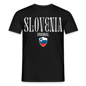 Originaire de Slovénie, né en Slovénie - T-shirt homme - noir - Devant - AI Model Male 178 light (178cm)