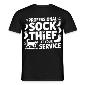 Funny Dog Professional Sock Thief - Men's T-Shirt - black - Front - AI Model Male 178 light (178cm)