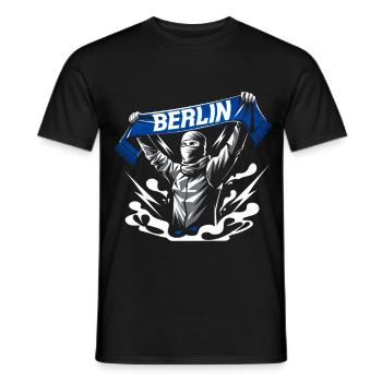 Stilisierte Neon-Graffiti Berlin Szene - Männer T-Shirt - Schwarz - Vorne - AI Model Male 178 light (178cm)