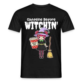 LA CAFÉINE AVANT LA SORCIÈRE - WITCH HALLOWEEN - T-shirt homme - noir - Devant - AI Model Male 178 light (178cm)