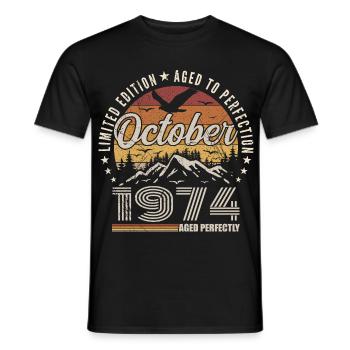 October 1974 Birthday Gift - October 1974 - Men's T-Shirt - black - Front - AI Model Male 178 light (178cm)