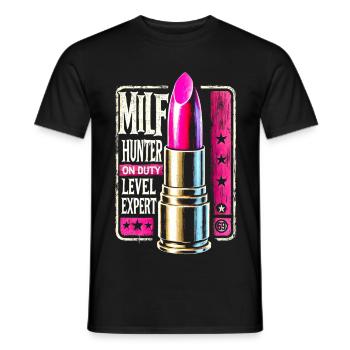 Lipstick and Badge Empowerment Design - Men's T-Shirt - black - Front - AI Model Male 178 light (178cm)