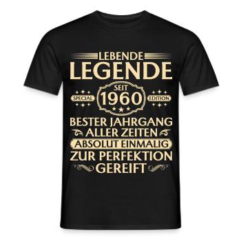 65th birthday - Living legend since 1960 - Men's T-Shirt - black - Front - AI Model Male 178 light (178cm)