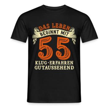 Das Leben beginnt mit 55 zum 55. Geburtstag - Männer T-Shirt - Schwarz - Vorne - AI Model Male 178 light (178cm)