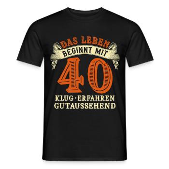 La vie commence à 40 ans pour votre 40e anniversaire - T-shirt homme - noir - Devant - AI Model Male 178 light (178cm)