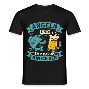 Soon dad FISHING AND BEER THAT'S WHY I'M HERE Funny - Men's T-Shirt - black - Front - AI Model Male 178 light (178cm)