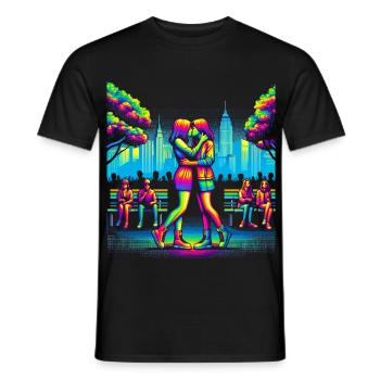 Neonliebe in der Stadtparkszene - Männer T-Shirt - Schwarz - Vorne - AI Model Male 178 light (178cm)