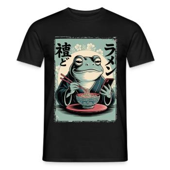 Lustiger Frosch, mürrisch, Japanische Kunst, Ramen - T-shirt homme - noir - Devant - AI Model Male 178 light (178cm)