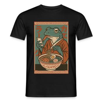 Lustiger Frosch, mürrisch, Japanische Kunst, Ramen - T-shirt homme - noir - Devant - AI Model Male 178 light (178cm)