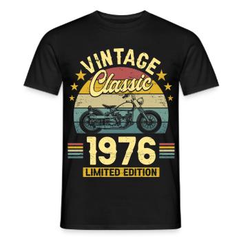 1976 Biker 50. Geburtstag Mann - Männer T-Shirt - Schwarz - Vorne - AI Model Male 178 light (178cm)