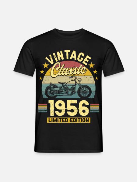 1956 Biker 70th Birthday Man - Men's T-Shirt - black
