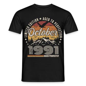 Octobre 1991 Cadeau Anniversaire - Octobre 1991 - T-shirt homme - noir - Devant - AI Model Male 178 light (178cm)