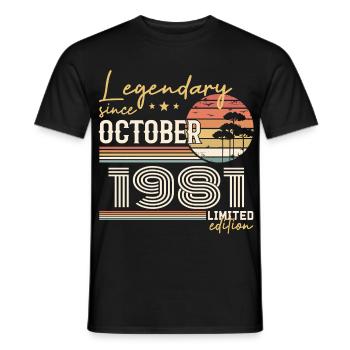 Cadeau Octobre 1981 - Génial Depuis Octobre 1981 - T-shirt homme - noir - Devant - AI Model Male 178 light (178cm)