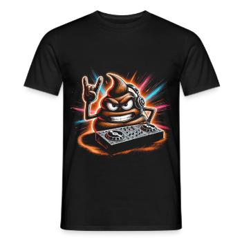 DJ Poop Hero Symbol mit Kopfhörern - Männer T-Shirt - Schwarz - Vorne - AI Model Male 178 light (178cm)