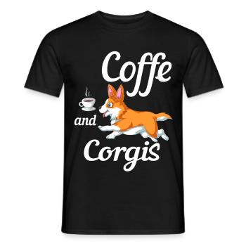 Corgi & Kaffee – Gemütliche Morgenstimmung - Männer T-Shirt - Schwarz - Vorne - AI Model Male 178 light (178cm)