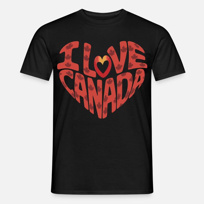 Liebe Kanada Herz mit Ahornblättern - Männer T-Shirt - Schwarz