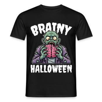 BRAINY HALLOWEEN - ZOMBIE HALLOWEEN - T-shirt homme - noir - Devant - AI Model Male 178 light (178cm)