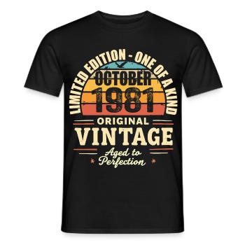Retro October 1981 - birthday october 1981 - Men's T-Shirt - black - Front - AI Model Male 178 light (178cm)