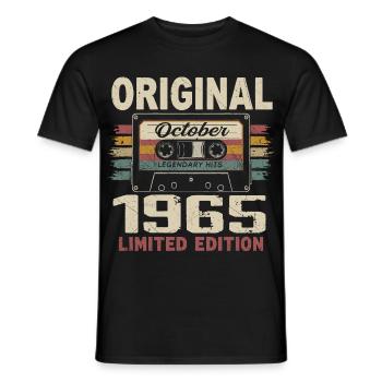 Born in October 1965 | Vintage October 1965 Gift - Men's T-Shirt - black - Front - AI Model Male 178 light (178cm)