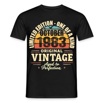 Retro October 1983 - birthday october 1983 - Men's T-Shirt - black - Front - AI Model Male 178 light (178cm)