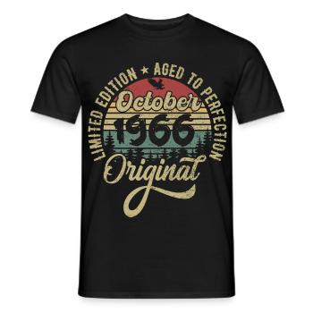 october 1966 anniversary october 1966 october - Men's T-Shirt - black - Front - AI Model Male 178 light (178cm)