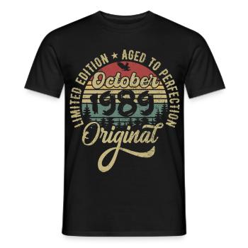 Octobre 1989 Anniversaire Octobre 1989 Octobre - T-shirt homme - noir - Devant - AI Model Male 178 light (178cm)