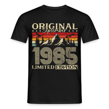 40th Birthday Vintage September Vintage 1985 - Men's T-Shirt - black - Front - AI Model Male 178 light (178cm)