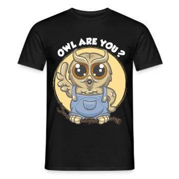 Owl are you ? - Men's T-Shirt - black - Front - AI Model Male 178 light (178cm)