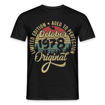 october 1978 anniversary october 1978 october - Men's T-Shirt - black - Front - AI Model Male 178 light (178cm)